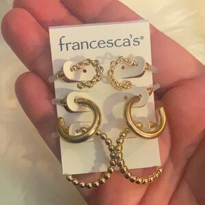 NEW Francesca’s Goldtone Hoops Earrings Set